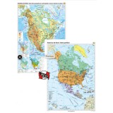 America de Nord. Harta fizico-geografica si a principalelor resurse naturale de subsol si America de Nord. Harta politica &ndash; Duo Plus ( CR-3113DPAt120x