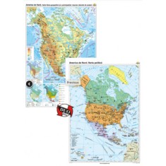America de Nord. Harta fizico-geografica si a principalelor resurse naturale de subsol si America de Nord. Harta politica &ndash; Duo Plus ( CR-3113DPAt120x
