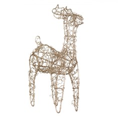 Decoratiune de Craciun, Metalic, 15cm, Culoare Bej, Glitter, Cerb