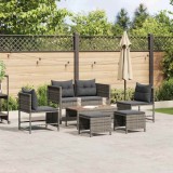 VidaXL Set de canapele pentru grădină 6 pcs Gri, gri &icirc;nchis poliratan