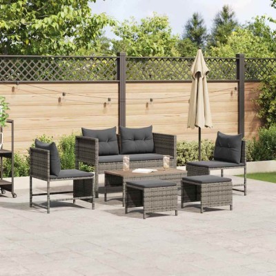 vidaXL Set de canapele pentru grădină 6 pcs gri și gri &amp;icirc;nchis 4104702 foto