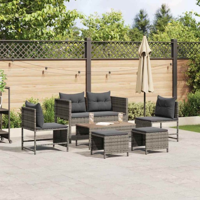 vidaXL Set de canapele pentru grădină 6 pcs gri și gri &icirc;nchis 4104702