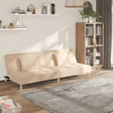 Canapea Extensibila 2 Locuri vidaXL Crem Textil + 2 Perne, 200x84.5x69 cm, Cadru Lemn, Multifunctionala