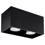 Lampă De Tavan Quad Negru Aluminiu 2 Becuri Dreptunghiulare Moderne De Interior