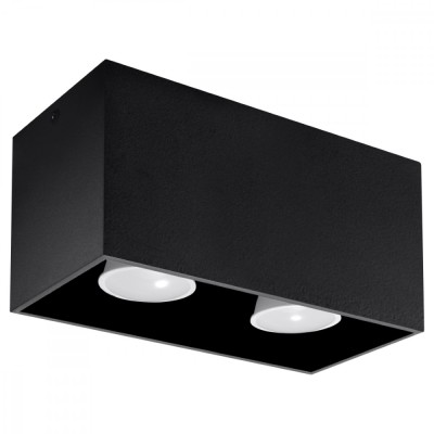 Lampă De Tavan Quad Negru Aluminiu 2 Becuri Dreptunghiulare Moderne De Interior foto