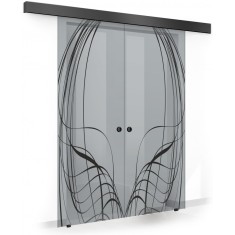Usa culisanta Boss &reg; Duo Black model Lava negru, 60+60x215 cm, sticla gri securizata, glisanta in ambele directii