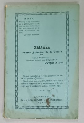 CALAUZA PENTRU JUDECATORIILE DE OCOALE de VASILE ELEFTERESCU , 1912 foto