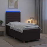 Cumpara ieftin Pat boxspring cu saltea Maro inchis 80 x 200 cm Tesatura