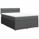 Cumpara ieftin Pat box spring cu saltea, gri inchis, 140x200 cm, textil