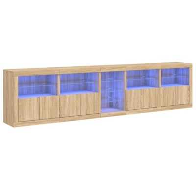 Dulap cu lumini LED, stejar sonoma, 283x37x67 cm foto