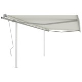 Copertina retractabila manual, cu stalpi, crem, 4,5x3 m GartenMobel Dekor, vidaXL