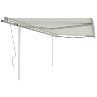 Copertină retractabilă manual, cu st&amp;acirc;lpi, crem, 4,5x3 m foto