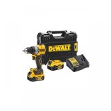 Masina de gaurit/insurubat cu percutie 2 acumulatori 18V, 5Ah, Li-Ion, 90Nm, DeWALT, tip DCD805P2T-QW