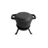 Ceaun 3 in 1 din fonta cu picioare si capac, 8 litri, negru, Kinghoff