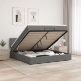 Cumpara ieftin Pat Ottoman cu Saltea si LED Gri inchis 160 x 200 cm Tesatura