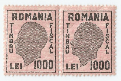 *Romania, lot 583 cu 2 timbre fiscale generale, pereche, 1945, MNH foto