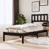 VidaXL Cadru de pat, negru, 75x190 cm, mic, single, lemn masiv de pin