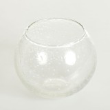 Vaza rotunda din sticla transparenta cu efect de bule