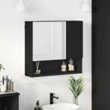 vidaXL Dulap cu oglindă cu raft Negru 59 x 17 x 55 cm Lemn compozit