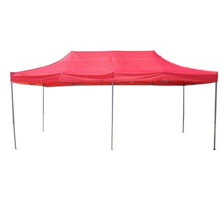 Cort tip pavilion, 3x6 m, fara pereti laterali, pliabil, poliester impermeabil, rosu