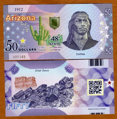 !!! SUA = FANTASY NOTE = ARIZONA - 2021 - UNC / AL 48 - LEA STAT / POLIMER foto