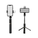 Cumpara ieftin Selfie Stick cu Trepied Telescopic Profesional si Lumina LED, pentru telefon, cu telecomanda Bluetooth, inaltime 20-76cm cu tija din aluminiu, Negru, PRINTERY