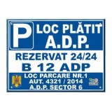 Placuta loc parcare indicator inchiriat ADP, 200&times;300, PVC 1 mm