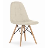 Scaun stil scandinav, Artool, Dumo, catifea, lemn, bej, 45x53x84 cm, Leobert