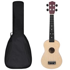 Gossi set ukulele soprano pentru copii, cu husa, natural, 23"