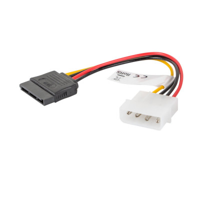 Cablu de alimentare Molex 4-pin tata la SATA 15-pin mama, Lanberg 41321, lungime 15 cm foto