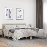 Cumpara ieftin Cadru de pat, stejar sonoma, 180x200cm, lemn prelucrat și metal