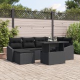 vidaXL Set de 7 piese pentru grădină cu pernițe ratan negru poli ratan