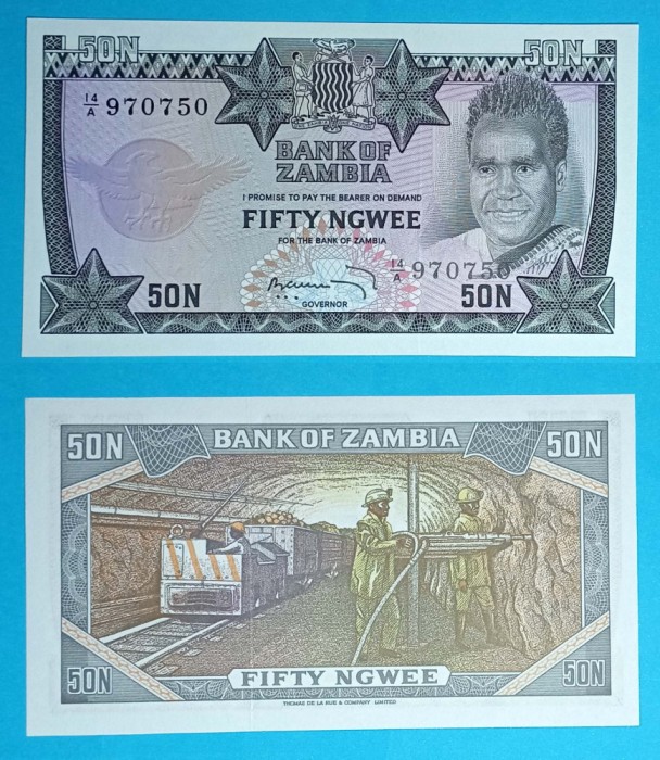 Zambia 50 Ngwee 1973 &#039;Mineri&#039; UNC serie: 14/A 970750