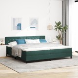 VidaXL Pat box spring cu saltea, verde &icirc;nchis, 200x200 cm, catifea