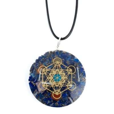 PANDANTIV DIN ORGONIT ȘI LAPIS LAZULI &amp;quot; CUBUL LUI METATRON&amp;quot; foto
