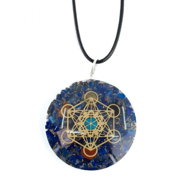 PANDANTIV DIN ORGONIT ȘI LAPIS LAZULI &quot; CUBUL LUI METATRON&quot;