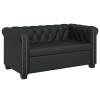 Canapea Chesterfield cu 2 locuri, piele artificiala, negru