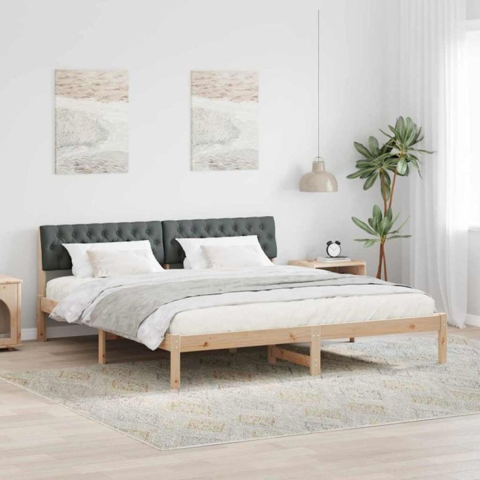 vidaXL Cadru de pat maro și gri &icirc;nchis 180 x 200 cm Lemn masiv de pin 3394344