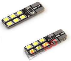 Set 2 buc LED auto T10 (W5W) Canbus 12 SMD Super Bright foto