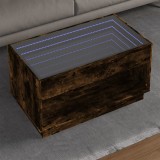 VidaXL Măsuță de cafea cu LED infinity, stejar fumuriu, 90x50x50 cm