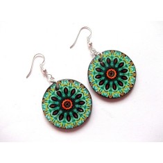 cercei lemn cu mandala 40755