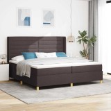 Cumpara ieftin Pat cu saltea cu arcuri Maro &icirc;nchis 200 x 200 cm țesătură