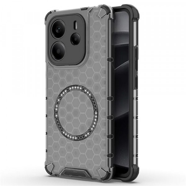 Husa MagSafe pentru Xiaomi Redmi Note 14 4G (Regional), Techsuit, HoneyComb Shield, Neagra