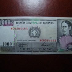 BOLIVIA 1000 BOLIVIANOS 1982 UNC