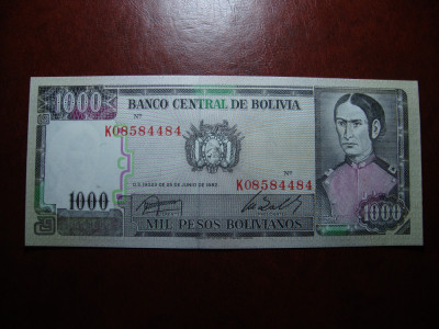 BOLIVIA 1000 BOLIVIANOS 1982 UNC foto