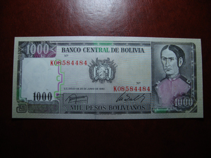 BOLIVIA 1000 BOLIVIANOS 1982 UNC