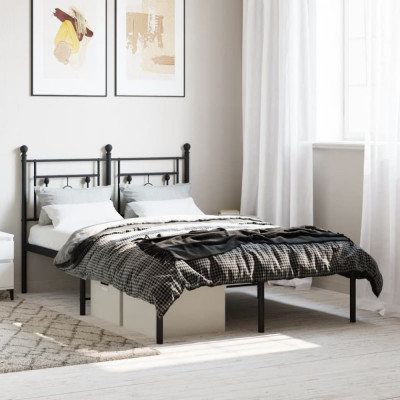 vidaXL Cadru de pat metalic cu tăblie, negru, 120x200 cm foto