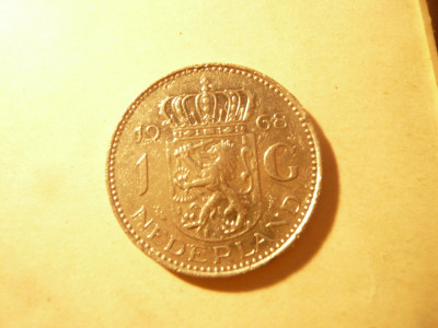 Moneda 1 gulden Olanda 1968 . metal alb , cal. f.Buna foto