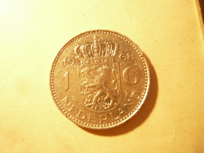 Moneda 1 gulden Olanda 1968 . metal alb , cal. f.Buna