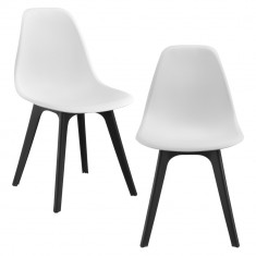 Set doua bucati scaune design Ama, 83 x 54 x 48 cm, plastic, alb/negru foto